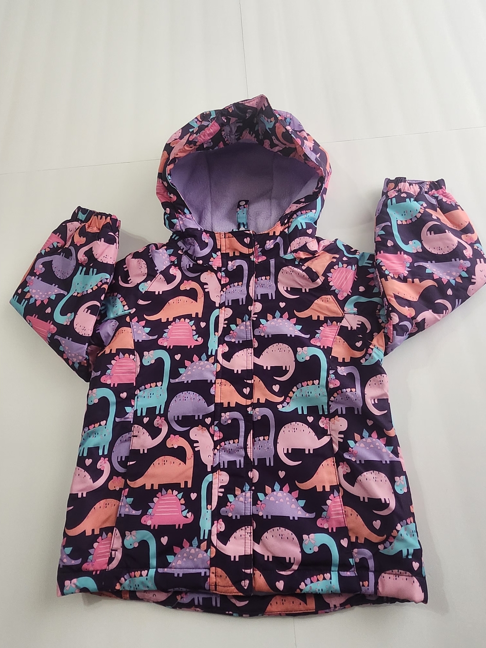 The Children's Place Lavender and Black Girls' Jacket - Dinosaur Print Size 5T